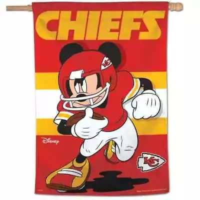 KANSAS CITY CHIEFS MICKEY MOUSE DISNEY 3x5 BANNER VERTICAL FLAG • $11.99