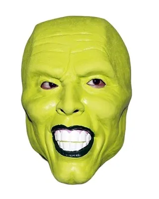 'The Mask' PALE Green Latex Mask Jim Carrey Costume Fancy Dress Halloween Loki • £17.95
