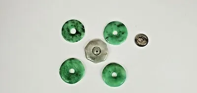 $89 • Buy Five Vintage Carved Green Jade BI Disks.