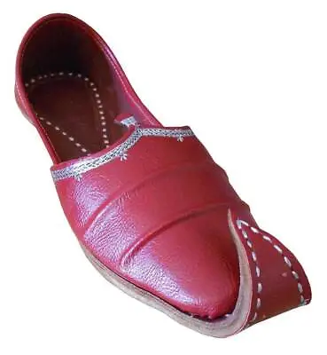 Men Shoes Indian Leather Red Handmade Loafers Casual Jutties Khussa UK 8-11 • £53.96