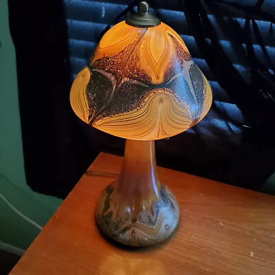 Vtg 1974 Joe Clearman Mushroom Lamp Studio Art Glass Iridescent Signed 16  OOAK • $950
