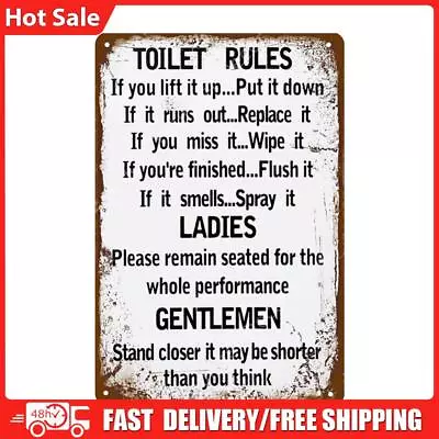 Toilet Rules Metal Plate Poster Bar Pub Tin Plaques Vintage Painting Wall Signs • $14.84