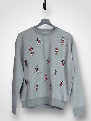 Disney Mickey & Minnie Mouse Grey Primark Sweater Jumper Size S BNWT NEW • £11.99