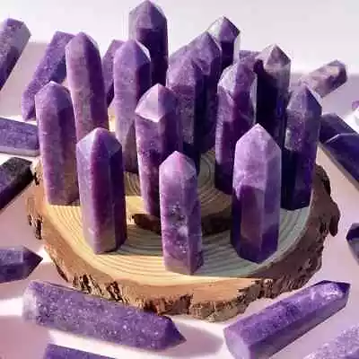 Natural Lilac Lepidolite Tower Geode Point Obelisk Crystal Healing Specimens • $14.50