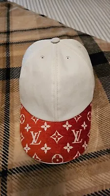 Louis Vuitton M77743 Monogram Bicolor Baseball Cap RUST White PERFECT • $600