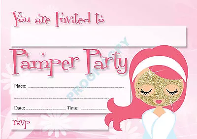 #22 PAMPER PARTY Pack Of 10 Kids Children Birthday Party INVITATIONS • £3.99