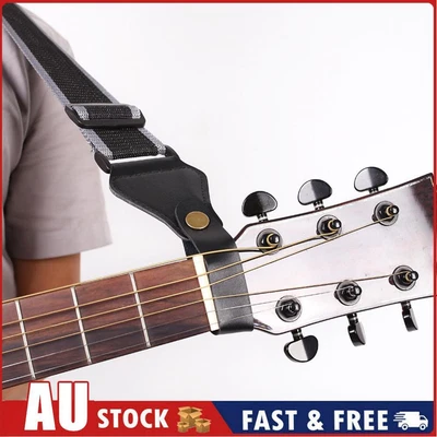 $8.29 • Buy Leather Electric Guitar Strap Button Lock Belt For Bass Ukulele (Black)