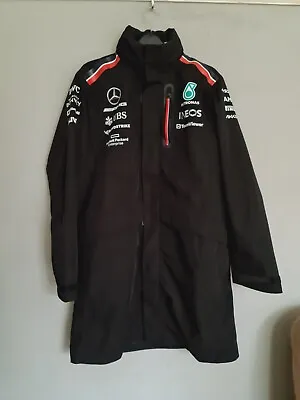 Mercedes AMG Petronas F1 Team Rain Jacket Black With Logos Hooded New Tags L • £96