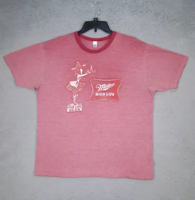 Vintage Miller Beer Shirt Adult XL Red Graphic Single Stitch 1980s Ringer  Men • $117