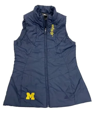 Adidas Michigan Wolverines NCAA Blue Puffer Trucker Vest Jacket Men's Small S • $14.30