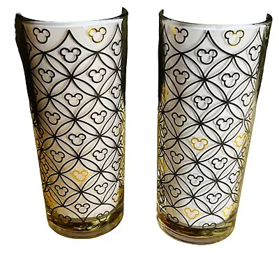 Two Disney Parks Wedding Mickey Mouse Gold Icon Tall Glass New Black And Gold • $26.95