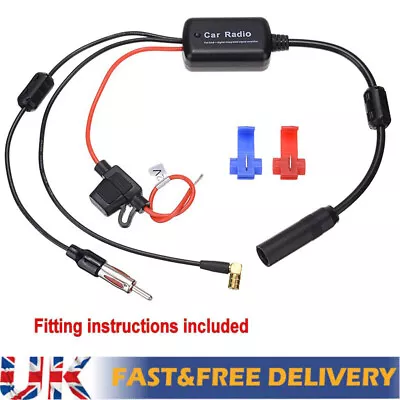 DAB FM Car Antenna Stereo Aerial Splitter SMA Converter Digital Radio Amplifier • £8.49