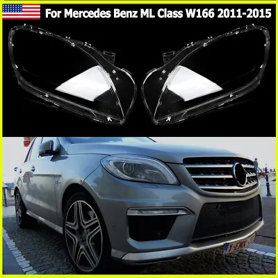 For 2012-2015 Mercedes Benz ML W166 ML350 ML400 ML550 Headlight Lens Cover 2PCS • $85.99