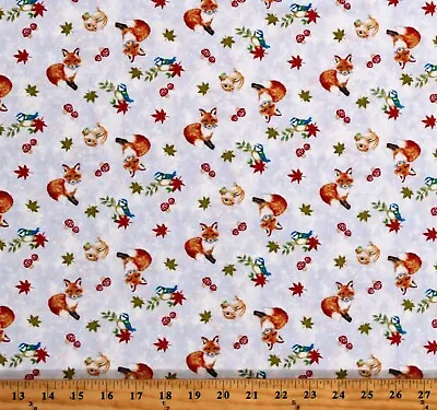 Cotton Foxes Chipmunks Mushrooms Forest Animals Fabric Print By Yard D510.61 • $12.95