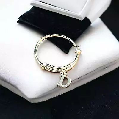 Sterling Silver Initial Charm Ring/Gift For Her/Sterling Silver Mini Bangle • $19.49