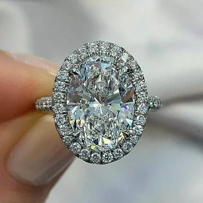 4 Ct Lab Created Diamond Bridal Halo Engagement Ring 14K White Gold Finish • $99.02