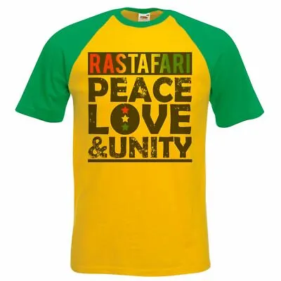 Unisex Rastafari Rasta Peace Love & Unity Jamaican Reggae Quote T-Shirt • £11.01