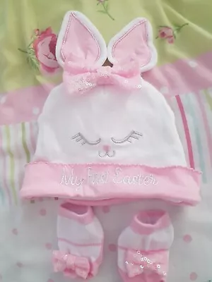 Baby Girls Easter Set Hat & Socks 'My First Easter' Age 0-12 Months • £2.99