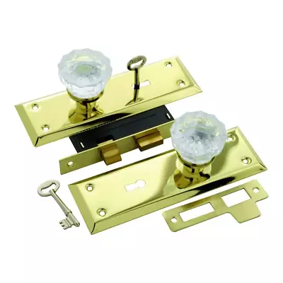 Polished Brass Keyed Glass Mortise Lockset • $35.52