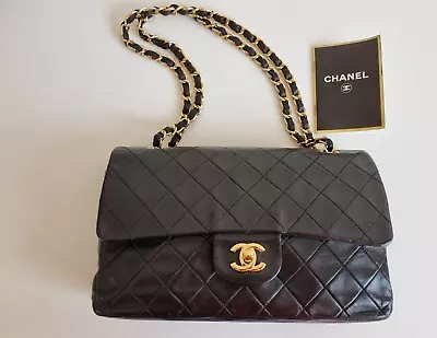 Chanel Classic Double Flap Black Lambskin Medium Vintage Bag • £2995