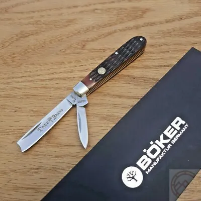 Boker Razor Jack Pocket Knife Carbon Stainless Blades Jigged Brown Bone Handle • $35.29
