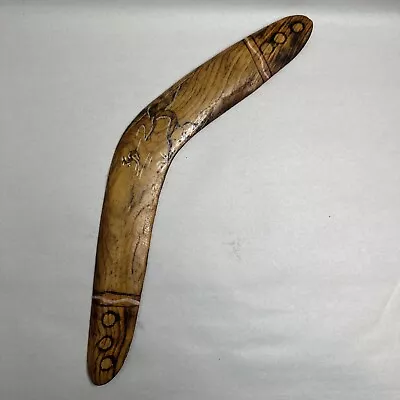 AUSTRALIAN BOOMERANG WOODEN HAND WIRE BURNT AND PAINTED DECORATION Vintage • $35