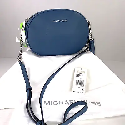 Michael Kors Bag Ginny Crossbody Medium Denim Blue Leather Messenger B2C • $89.99