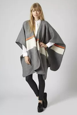 £13.50 • Buy Topshop Poncho Style Cover Up, Cape, Colour Block Grey Orange.