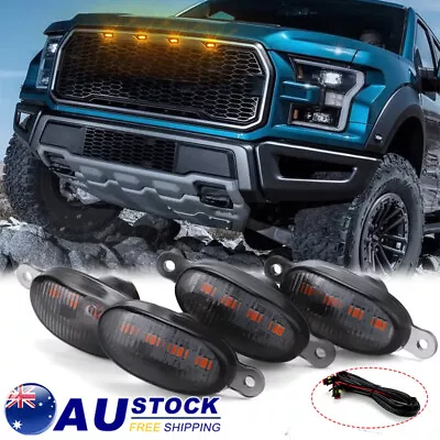 4X Smoked Front Grille LED Amber Light + Wiring Kit For Ford Ranger Raptor Style • $22.75