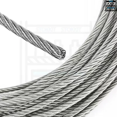 1mm 2mm 3mm 4mm 5mm 6mm 8mm 10mm GALVANISED STEEL WIRE ROPE LIFTING METAL CABLE • £289.99