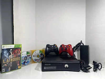 Microsoft Xbox 360 S 250GB | 2 OEM Controllers | 3 Games | TESTED - WORKING • $95