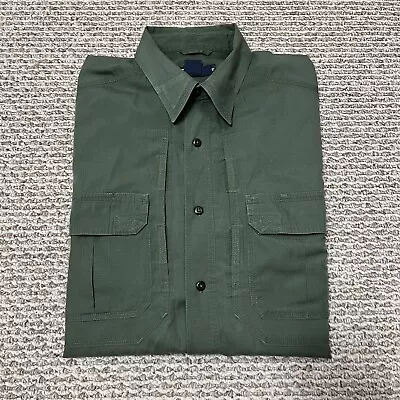 5.11 Tactical Work Shirt Mens Large Green Rip-stop Short Sleeve Workwear 71175 • $15.98