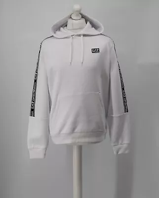 Emporio Armani Ea7 Mens White Overhead Tape Hoodie Hh • £24