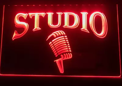 Studio Microphone Neon LED Light Sign Recording Music Radio Wall Decor Studio • $23.79