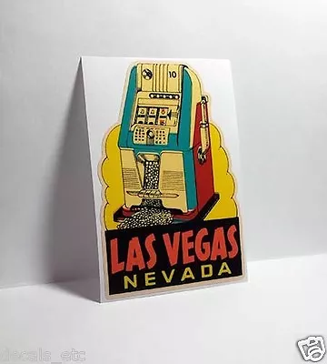 Las Vegas Slot Machine Vintage Style Travel Decal / Vinyl Sticker Luggage Label • $4.69