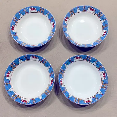 Vintage Sakura By Oneida Snowman Christmas Lot Of 4 Holidays Dinner Plates Bowls • $40