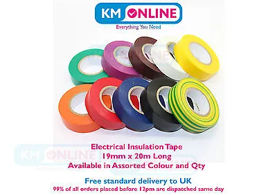Quality Electrical PVC Insulation Tape 19mm X 20m BS EN 60454 Electrical Work • £3