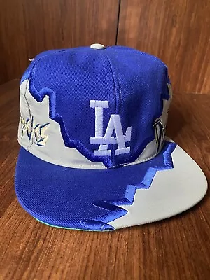 Vintage 90s Los Angeles Dodgers Jagged Edge Snapback Hat Cap Drew Pearson Wave • $38