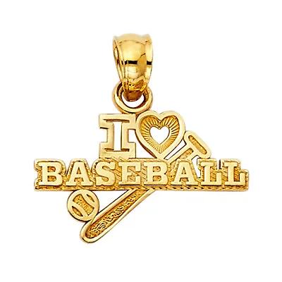 14K Yellow Gold I Love BaseBall Pendant Gift Jewelry For Men  • $73.64