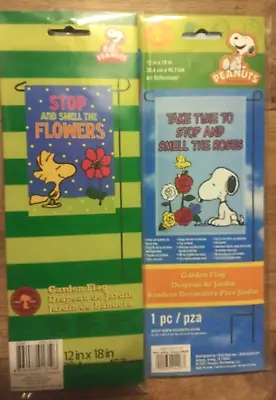 Peanuts Snoopy & The Gang SMELL THE ROSES/FLOWERS Mini Garden Flag CHOOSE 1 • $15.99