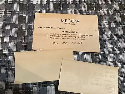 Megow O Gauge Transfers Milwaukee Road 50' Auto #2714 • $8.99