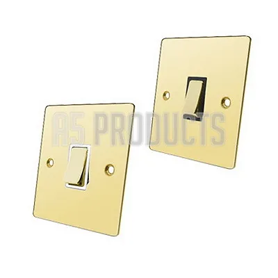 10 Amp 2 Way Single Light Switch 1 Gang In Polished Shiny Mirror Brass FLAT • £10.29