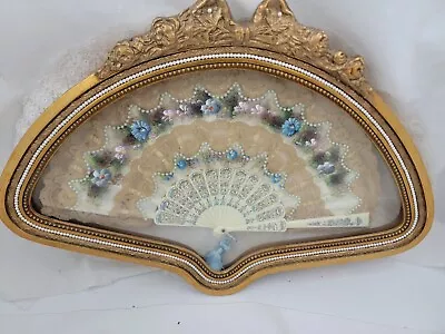 Antique French Hand Painted Silk & Lace Fan 22 X 15  • $159.99