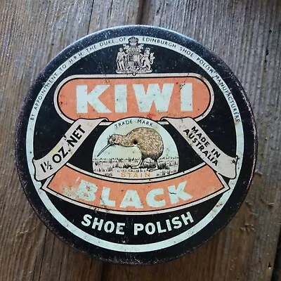 Vintage 1 1/2 Oz Kiwi Black Boot Shoe Polish Tin Made In Australia • $16