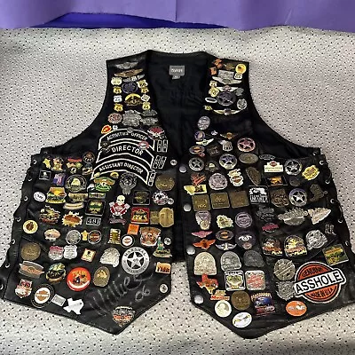 $200 • Buy Harley-davidson Motorcycle Biker  Vest Jacket Pin Lot -willie G Signed!-sturgis