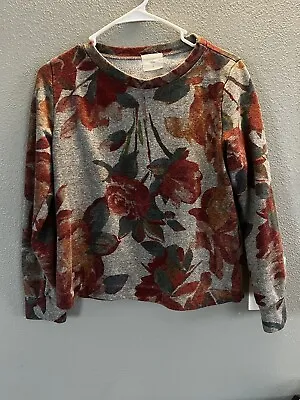 Anthropologie T.la Womens Floral Long Sleeve French Terry Sweatshirt M Size XS • $24.30