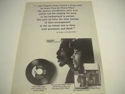 IKE & TINA TURNER Riff On JOHN FOGERTY With Proud Mary 1971 Promo Poster Ad • $9.95
