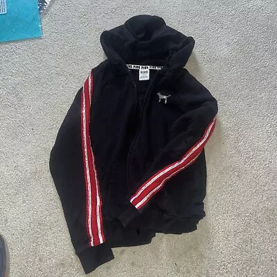 Pink Victoria Secret Hoodie Medium Bling Black/Red • $12