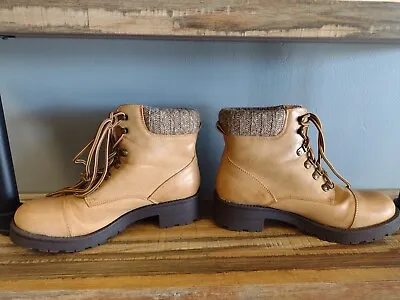 Mia Windy Woman's Size 8.5M Lace Up Tan Knit Zipper Accent Winter Boots  • $15.99