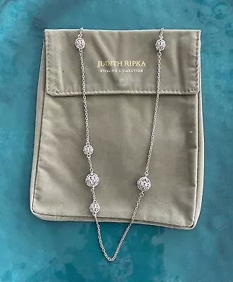 Judith Ripka Sterling Silver Truffle Filigree Ball Diamonique Station Necklace  • $90